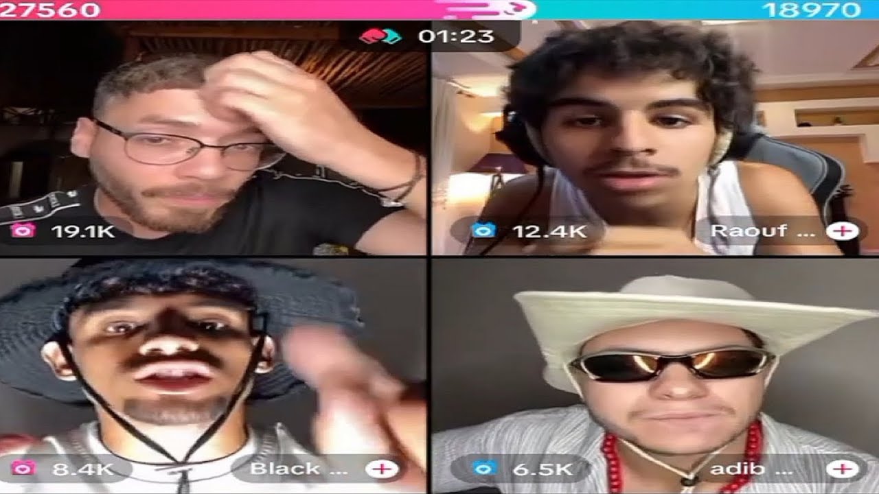 لايف تيكتوك فوبيا راؤوف بلقاسمي و اديب و بلاك شوڨر غير التحراش( لايف قدييم ) 😂😂😂 Live tiktok