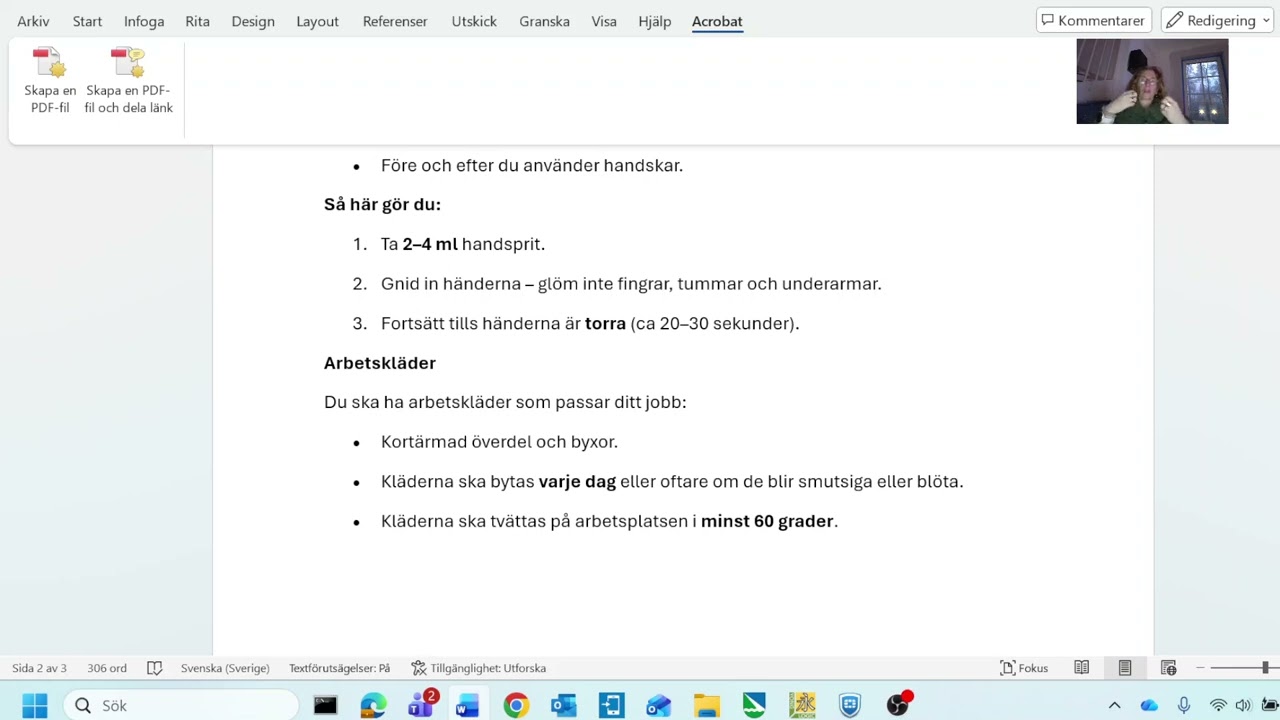 Hygien och klädrutiner i vården