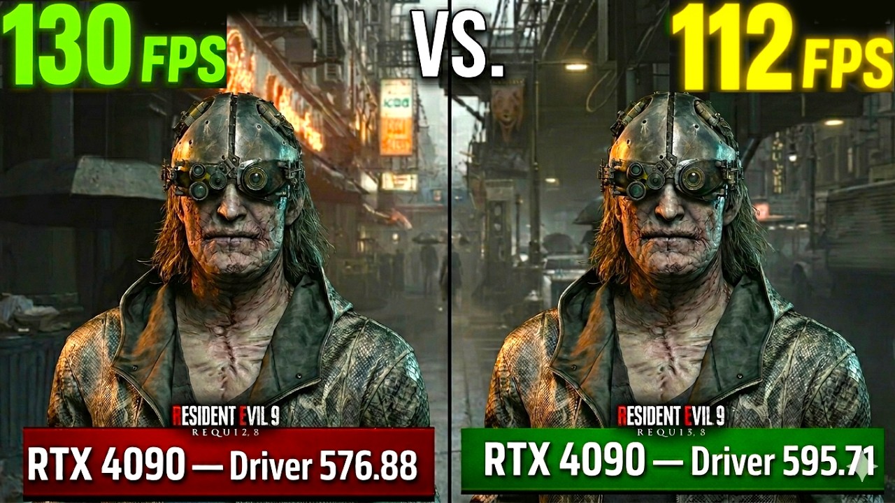 Resident Evil Requiem NVIDIA Driver 576.88 vs. NVIDIA Driver 595.71 RTX 4090