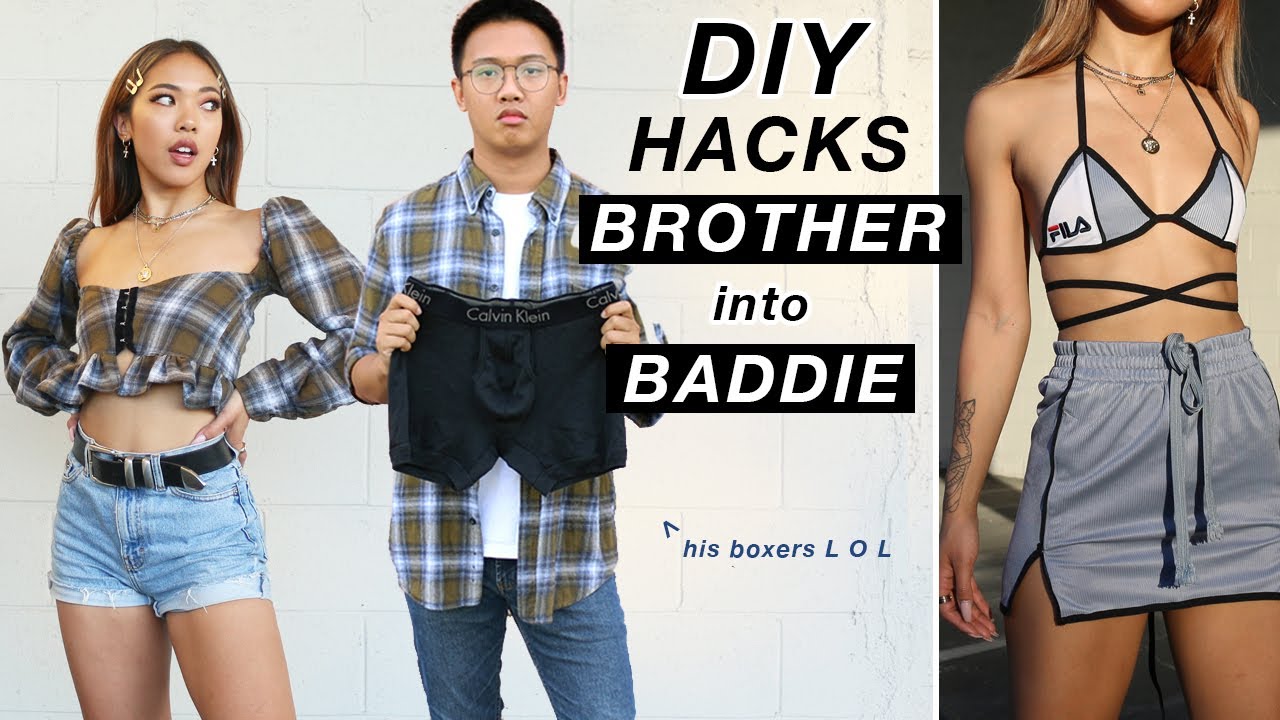 STEALING and UPCYCLING MY BROTHER’S CLOTHES DIY HACKS! | Nava Rose