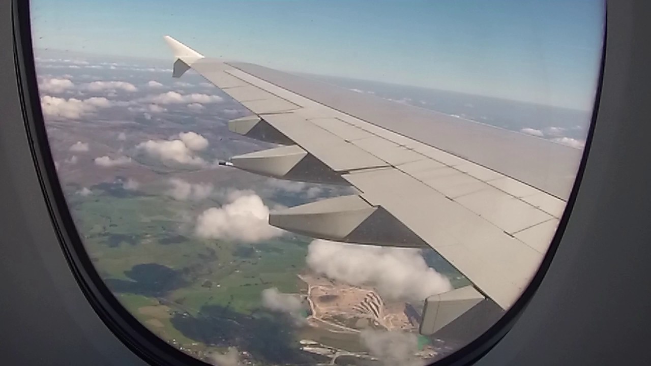 Landing at Manchester Airport in an Emirates Airbus A380, Greater Manchester, England - 18/09/16