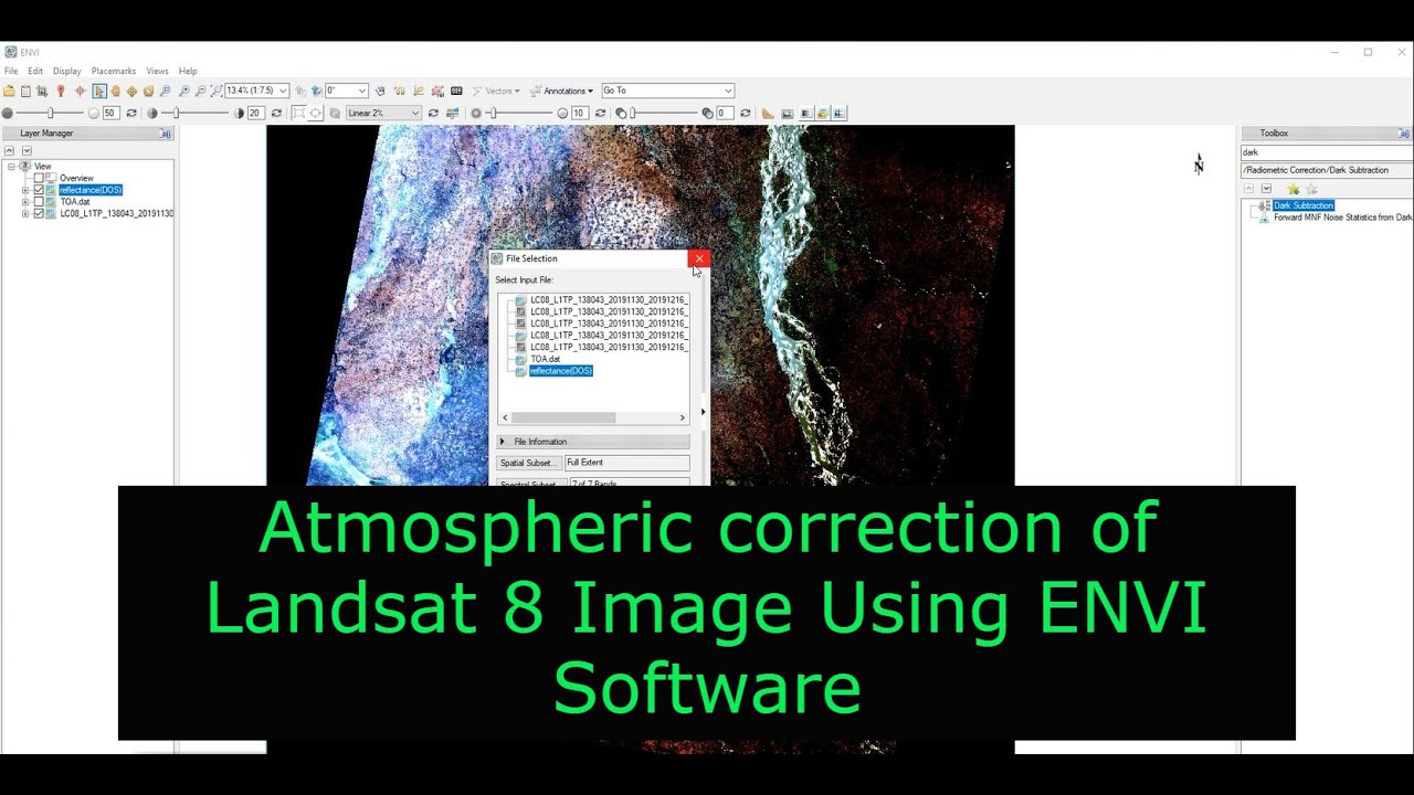 Atmospheric correction of Landsat 8 Image Using ENVI Software