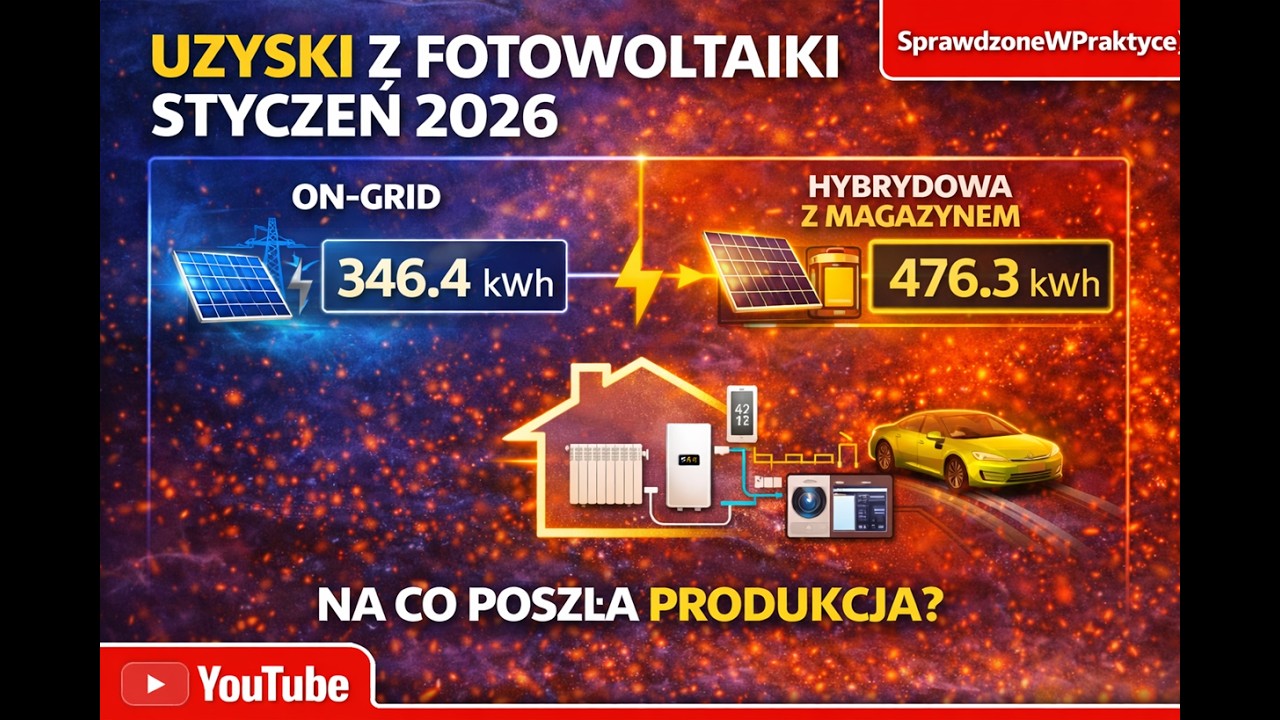 FOTOWOLTAIKA, STYCZEŃ 2026, PRODUKCJA PRĄDU ZE SŁOŃCA I ZUŻYCIE ENERGII W NASZYM DOMU #offgrid