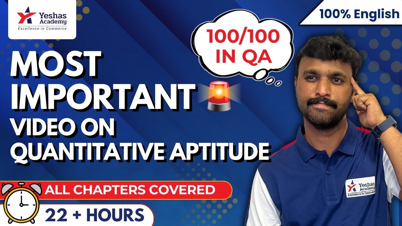 ICAI Excercise Questions | Quantitative Aptitude | Full Syllabus | CA Foundation | Yeshas Academy