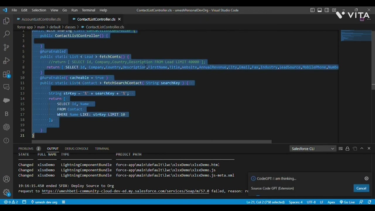 Asking Code GPT to write Apex Test Class #chatgpt #salesforcecody