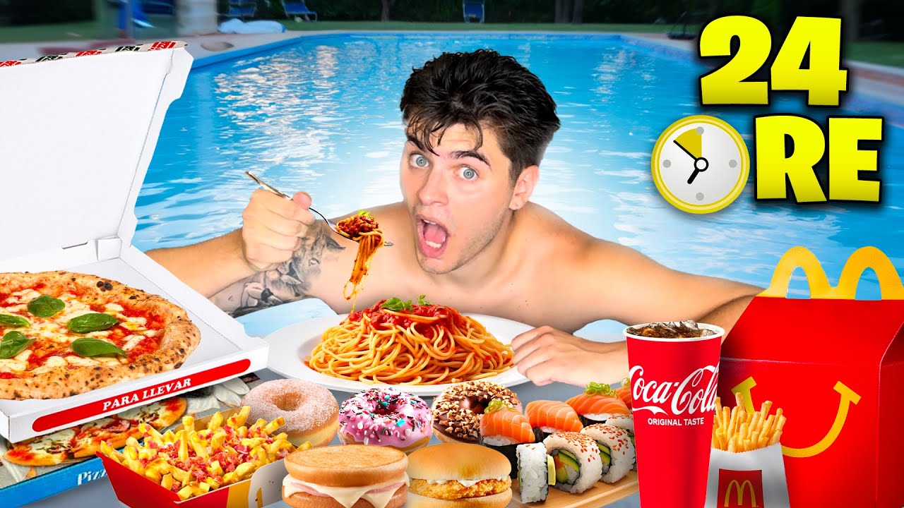 🍝🍕MANGIO PER 24H IN PISCINA IN VILLA ELITES 💦
