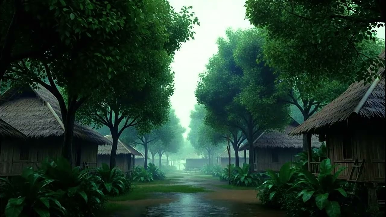 Peaceful Rain in a Forest Village | ASMR Rain Sounds (No Music)