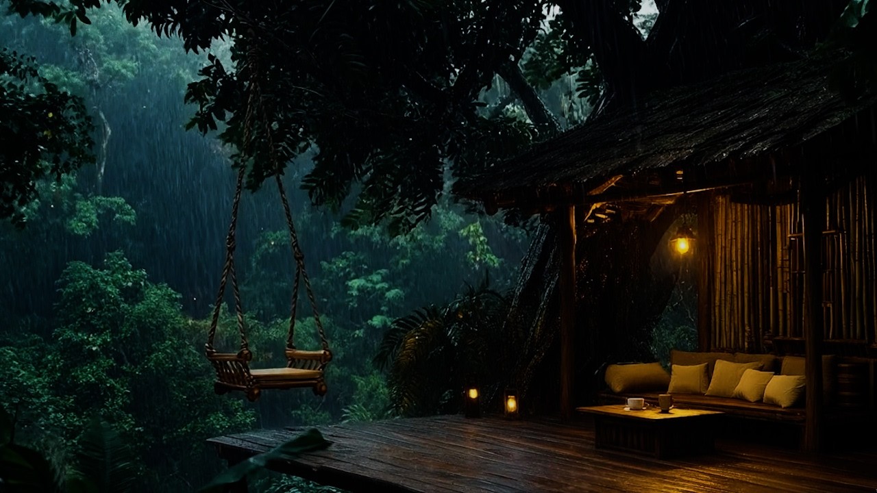 Cozy Bedroom in a Rainy Forest 🌲🌧️ | Peaceful Rain Ambience for Deep Sleep & Relaxing Night