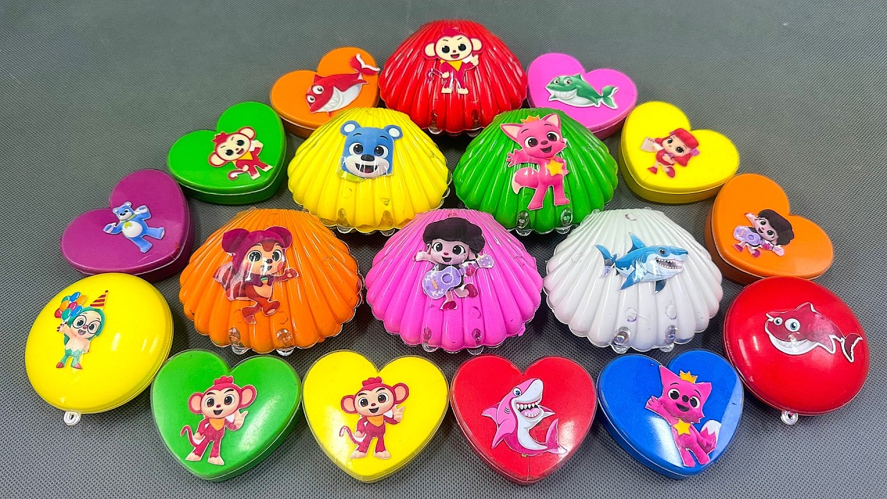 Rainbows SLIME 🌈 Finding Pinkfong in Rainbow Seashell Colorful! Satisfying, ASMR