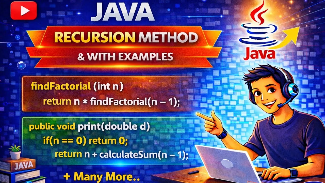 Recursion Method in Java with Examples | Factorial & Fibonacci Program | Java Tutorial