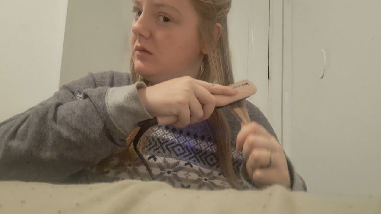ASMR- Straightening My Hair with a New Straightener- Lofi Rambling and Hair Play
