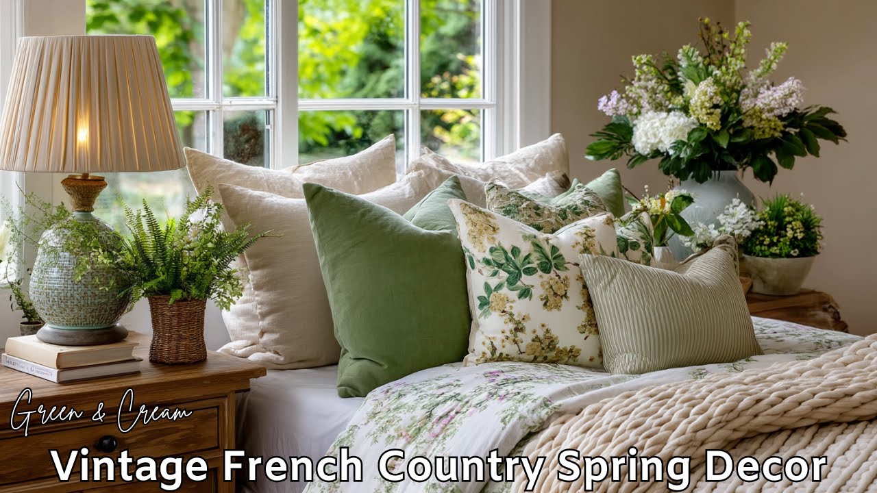 Timeless Spring Home Ideas: Vintage French Country Decor, Green & Cream Accents ~ Modern Farmhouse