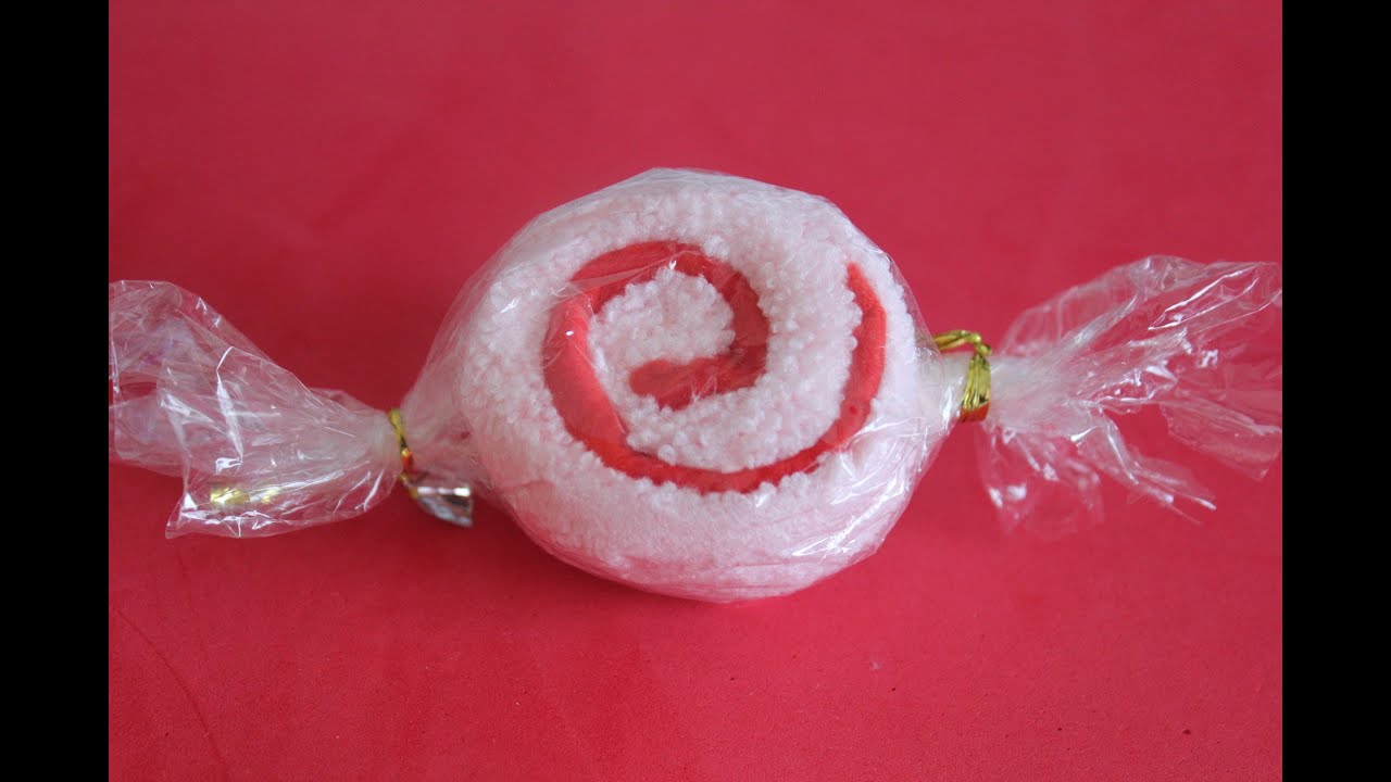 C&oacute;mo hacer un caramelo de toalla. Recuerdo de invitados