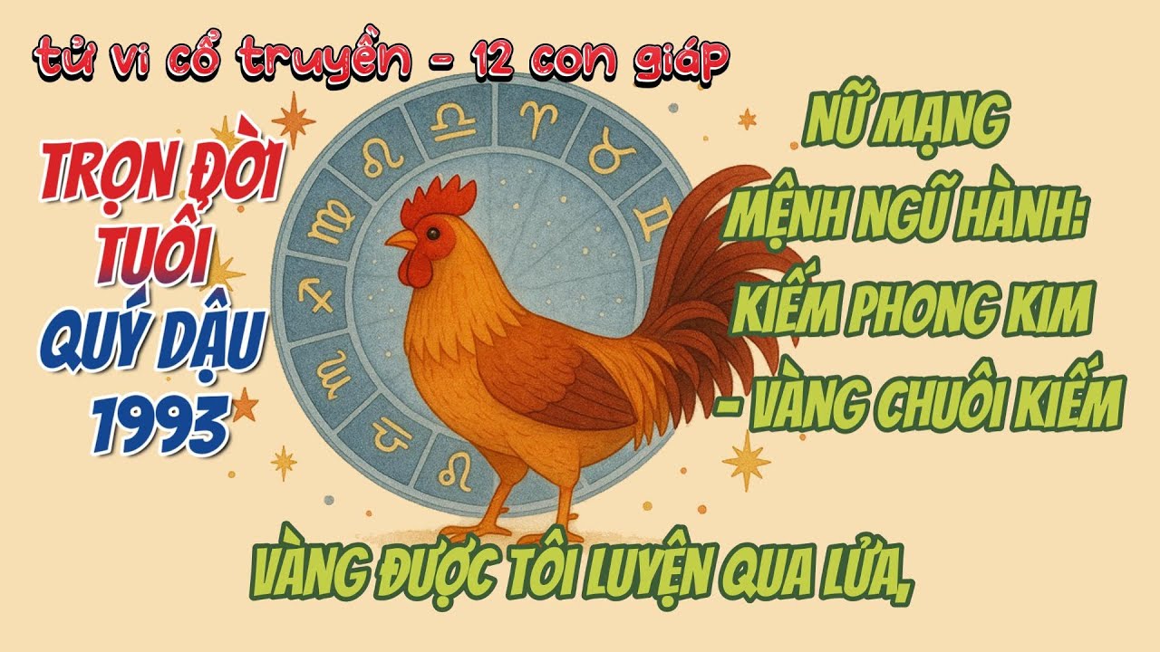 Tử vi trọn đời Nữ mạng tuổi Quý Dậu 1993 - 12 con giáp cổ truyền.