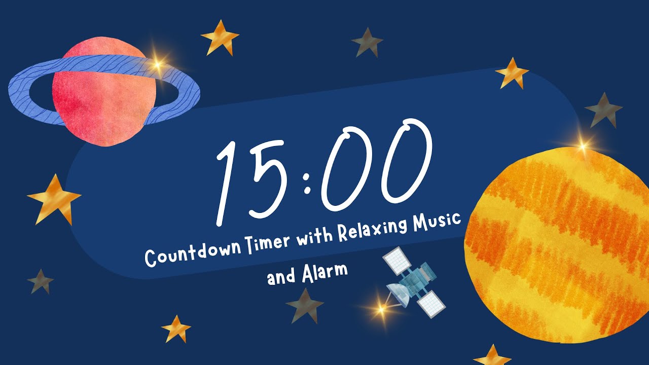 15 Minute Countdown Timer with Relaxing Music and Alarm | Space Chill Timer