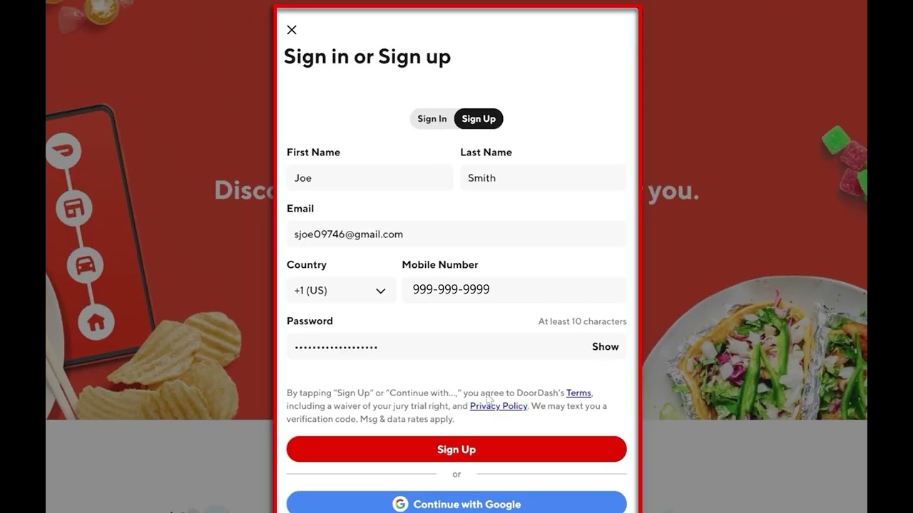 How to Create a DoorDash Account (English)