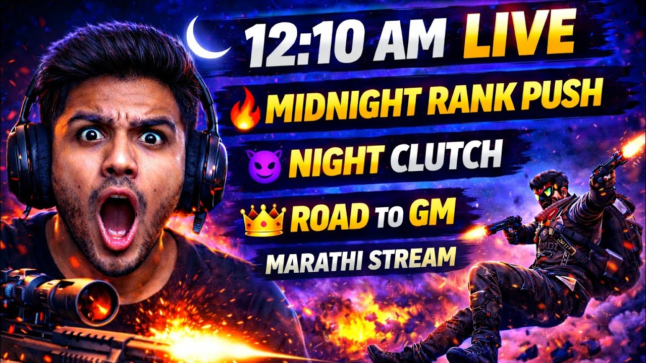 🔥 FREE FIRE LIVE 12:10 AM | MIDNIGHT RANK PUSH 😈 | Marathi Stream | ROAD TO GM 👑
