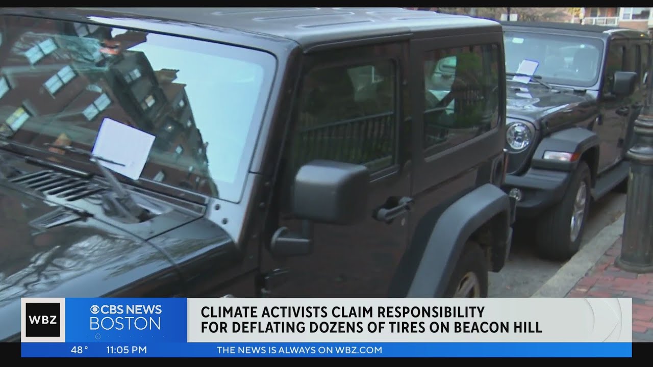 Climate activists deflate tires of 43 SUVs on Beacon Hill