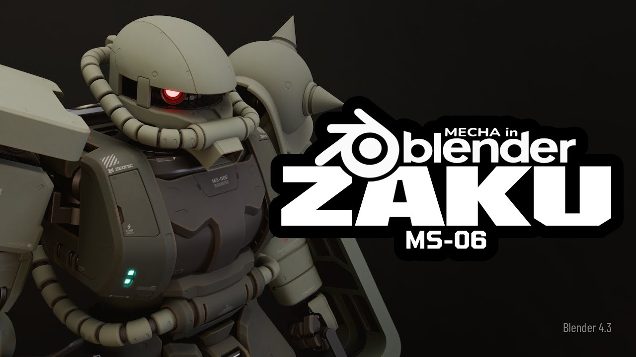 MS-06 Zaku II - Mecha in Blender 3D Modeling Timelapse (no audio)