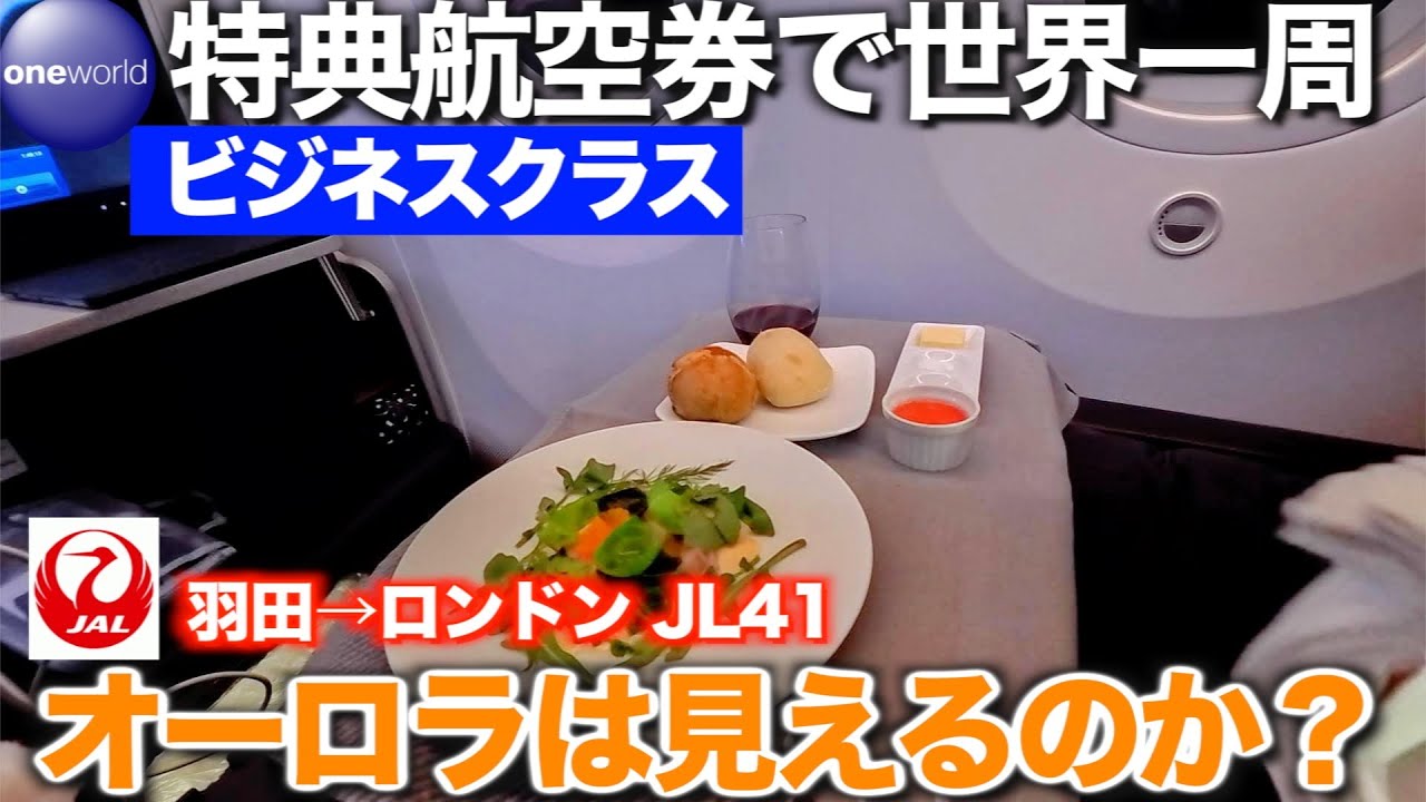 【ワンワールド特典航空券世界一周の旅】オーロラは見えたのか？　JAL41便　羽田→ロンドン　人生初！ビジネスクラスで至れり尽せりのフライト【アラ還オヤジの大冒険一人旅】
