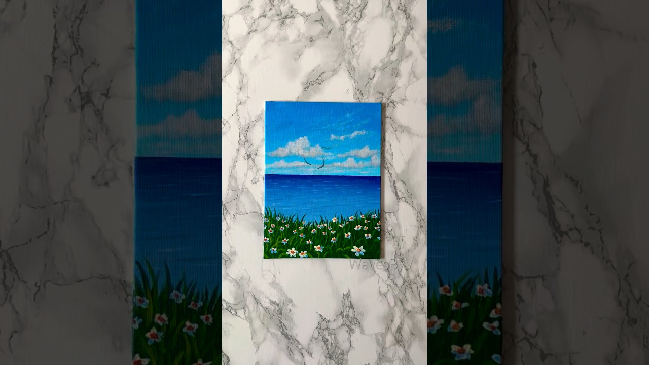 Ghibli inspired seascape painting tutorial 🎏🎋 Which movie does this remind you of? #art #craftidea