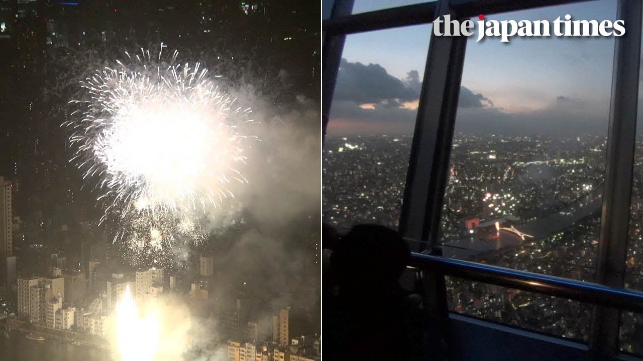 Sumida River Fireworks Festival 2018 viewed from Tokyo Skytree