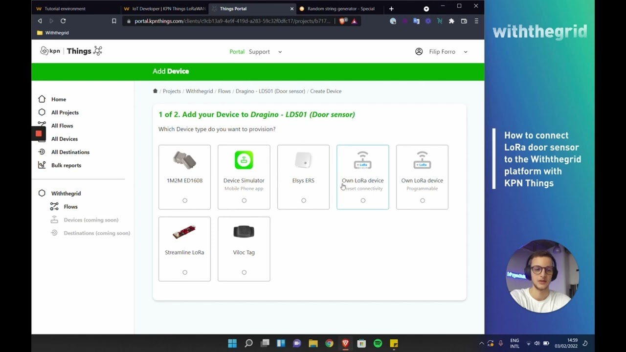 How to connect LoRaWAN door sensor to KPN Things
