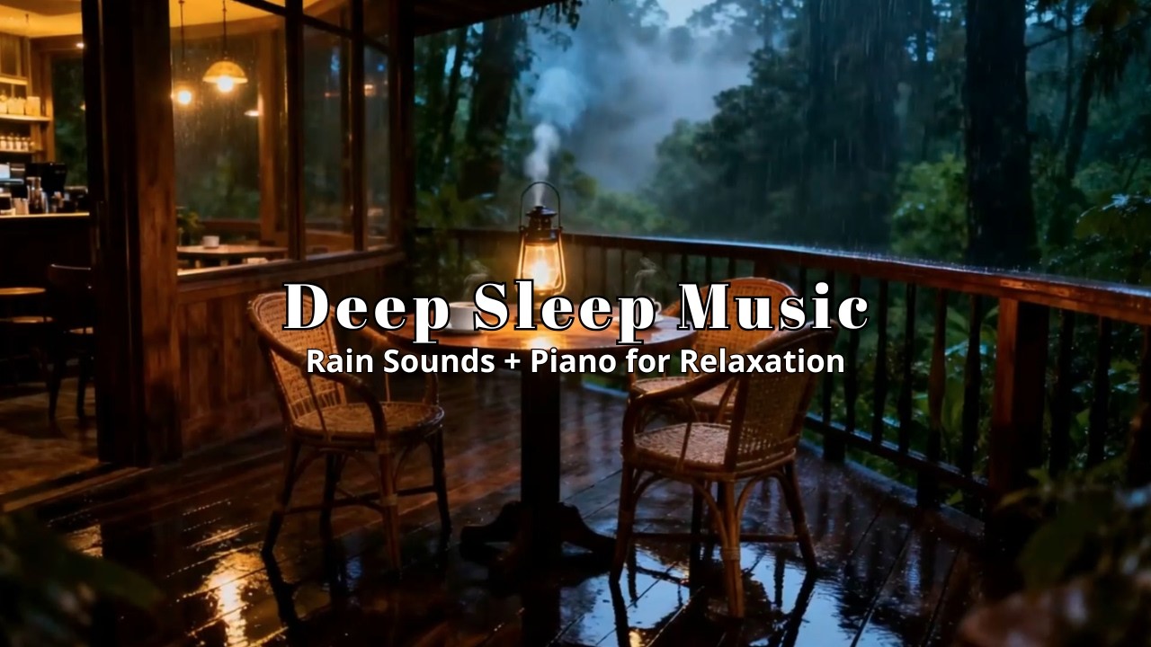 Relaxing Piano and Soft Rain on Quiet Forest Courtyard for Stress Relief | Gentle Rainfall