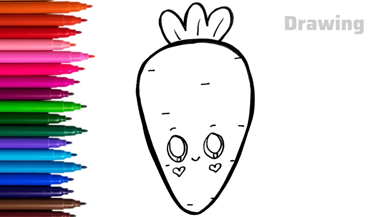 Как легко нарисовать милую морковку | Рисование овощей | Рисование для детей