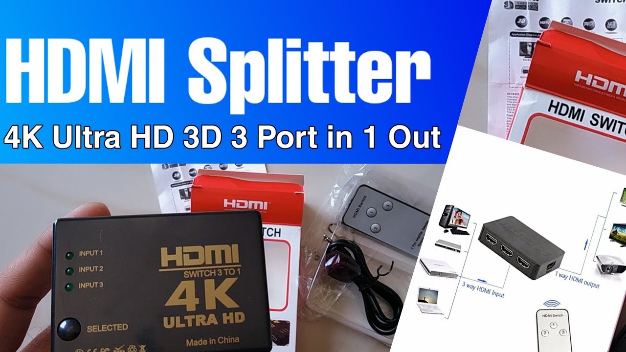 How to use HDMI 3 TO 1 Switch to connect with HDMI Device and monitor ||Unboxing and Review