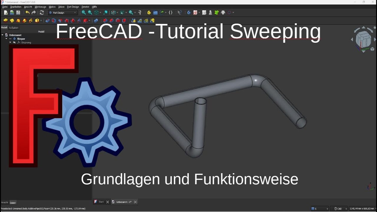 FreeCAD Tutorial Deutsch 15 - Sweeping