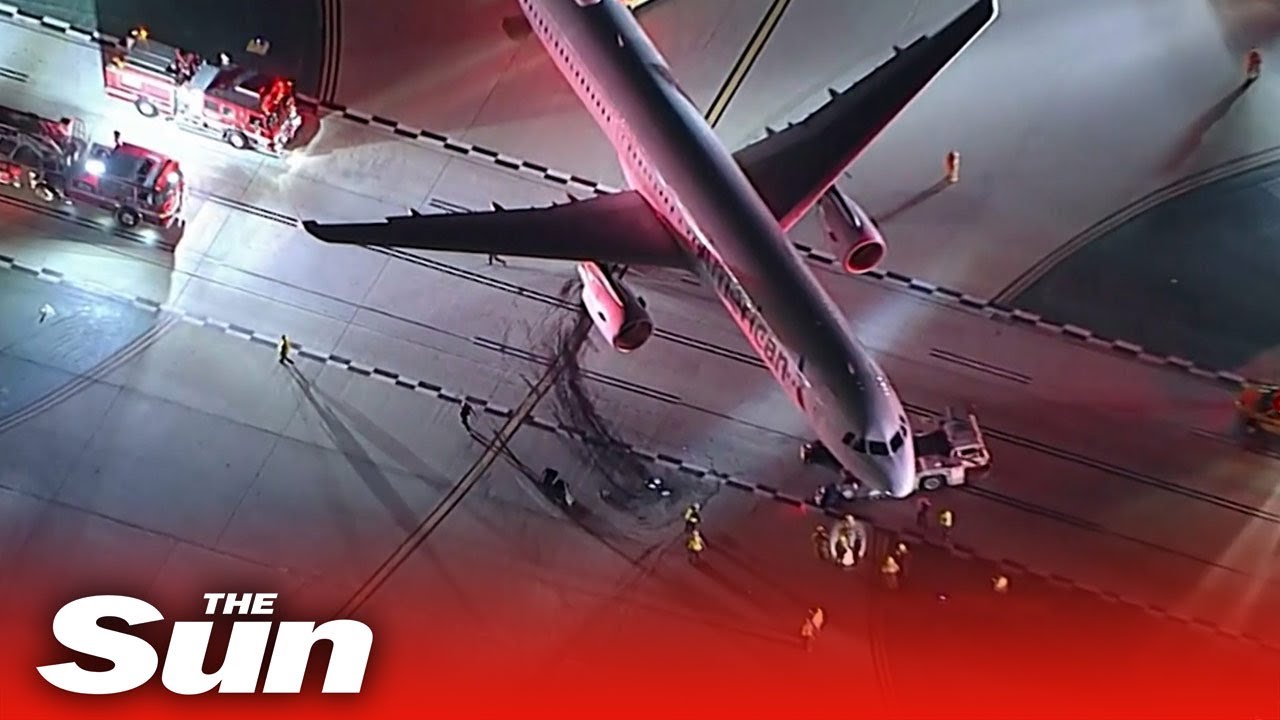 Bus crashes into plane at LA airport, five people injured