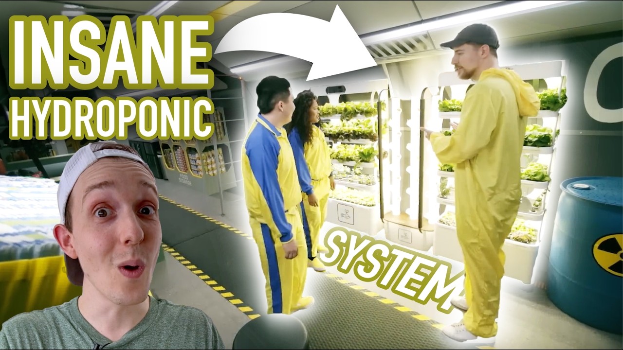 Pro Farmer Reacts To Mr Beast's INSANE Hydroponic Grow System In Survive 100 Days In Nuclear Bunker
