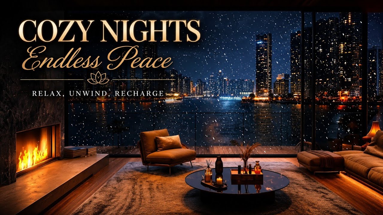 Cozy Winter Night ❄️🔥 Fireplace & Snowfall | 1 Hour Relaxing Ambience.               #relax #snow  
