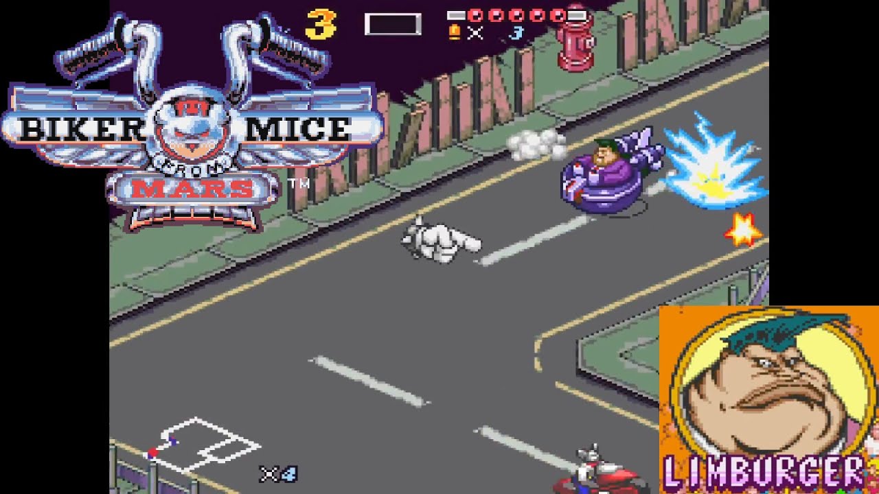 Biker Mice from Mars (SNES) - Main Race Limburger Full Playthrough