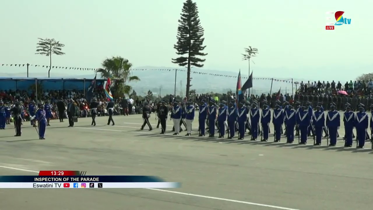 2025 Police Day ll His Majesty King Mswati III inspecting the Guard of Honor at the 2025 Police Day.