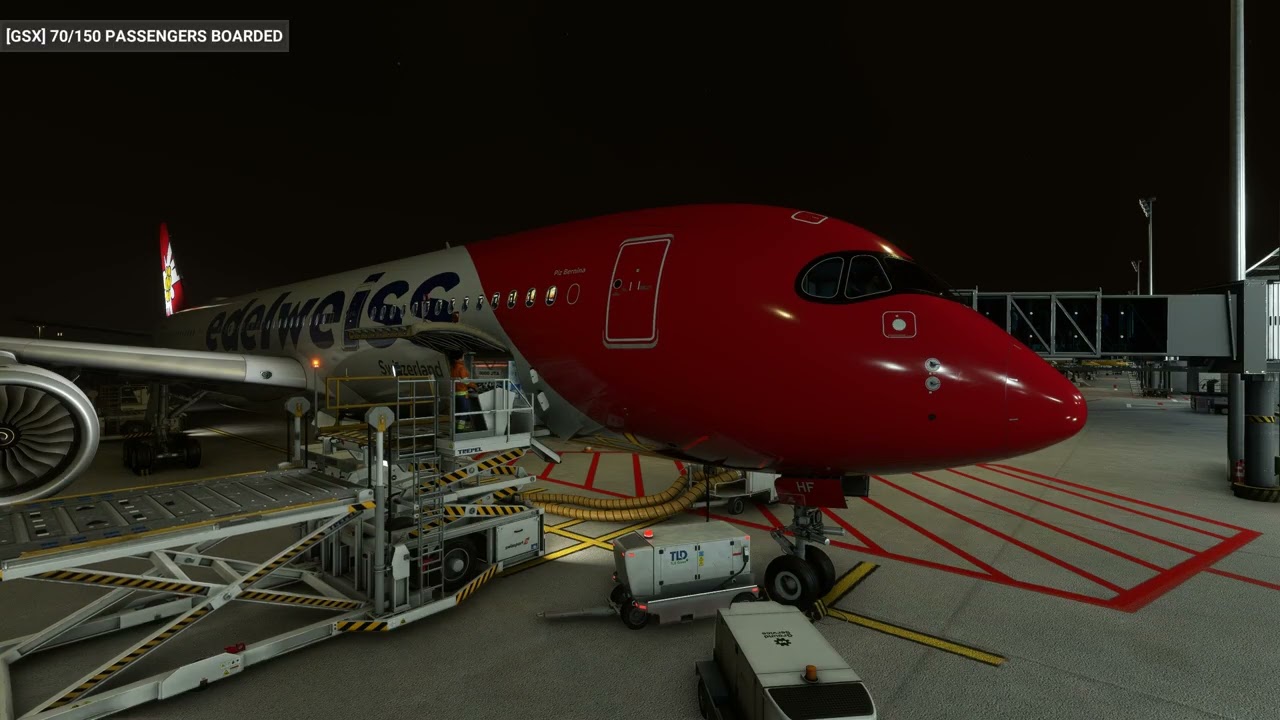 A350 EDELWEISS avec météo réelle et trafic entre Zurich et Agadir LSZH GMAD GSX PRO