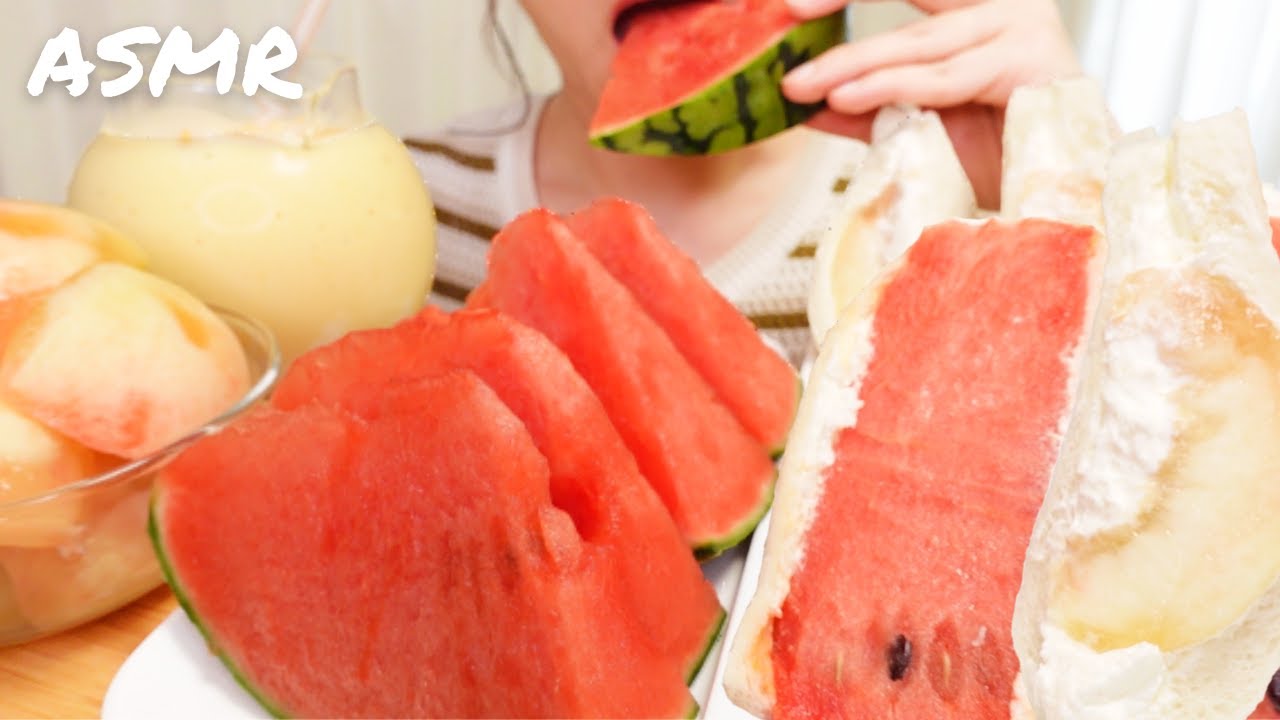 【咀嚼音】スイカと桃｜ASMR｜Eating Sounds｜Mukbang