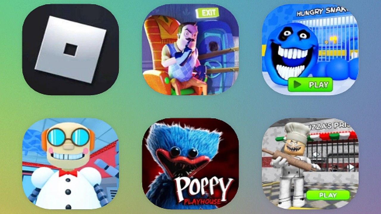 Roblox: Hello Neighbor(3 Acts), Poppy Playtime (chapter1), Albert's School Run, Papa Prison, ..