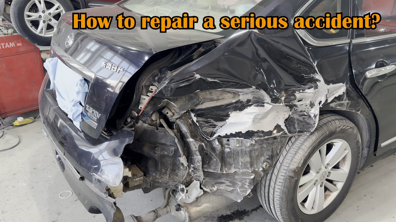Nissan Teana Severe Rear-End Collision Repair at Official DealerShocking Transformation!