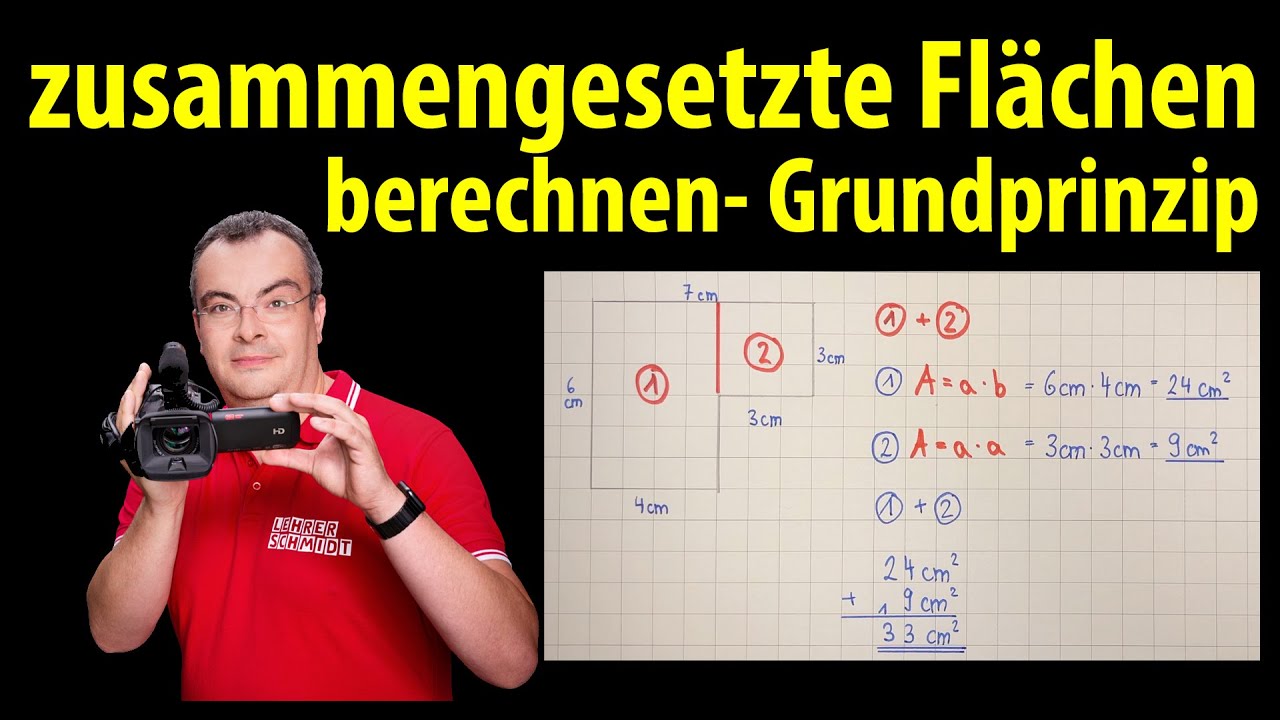 zusammengesetzte Flächen berechnen - Das Grundprinzip | Lehrerschmidt