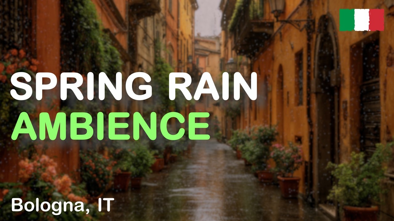 🌧 Natural Rain Sounds for Sleep & Study | Spring Rain Ambience in Bologna, Italy (No Thunder)