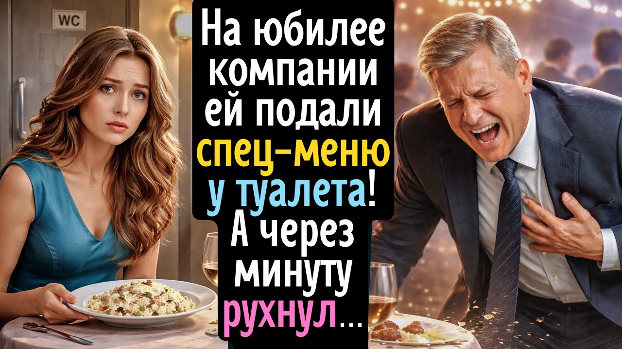 На юбилее компании ей подали «спец-меню» прямо у туалета… А через минуту, когда директор рухнул ...