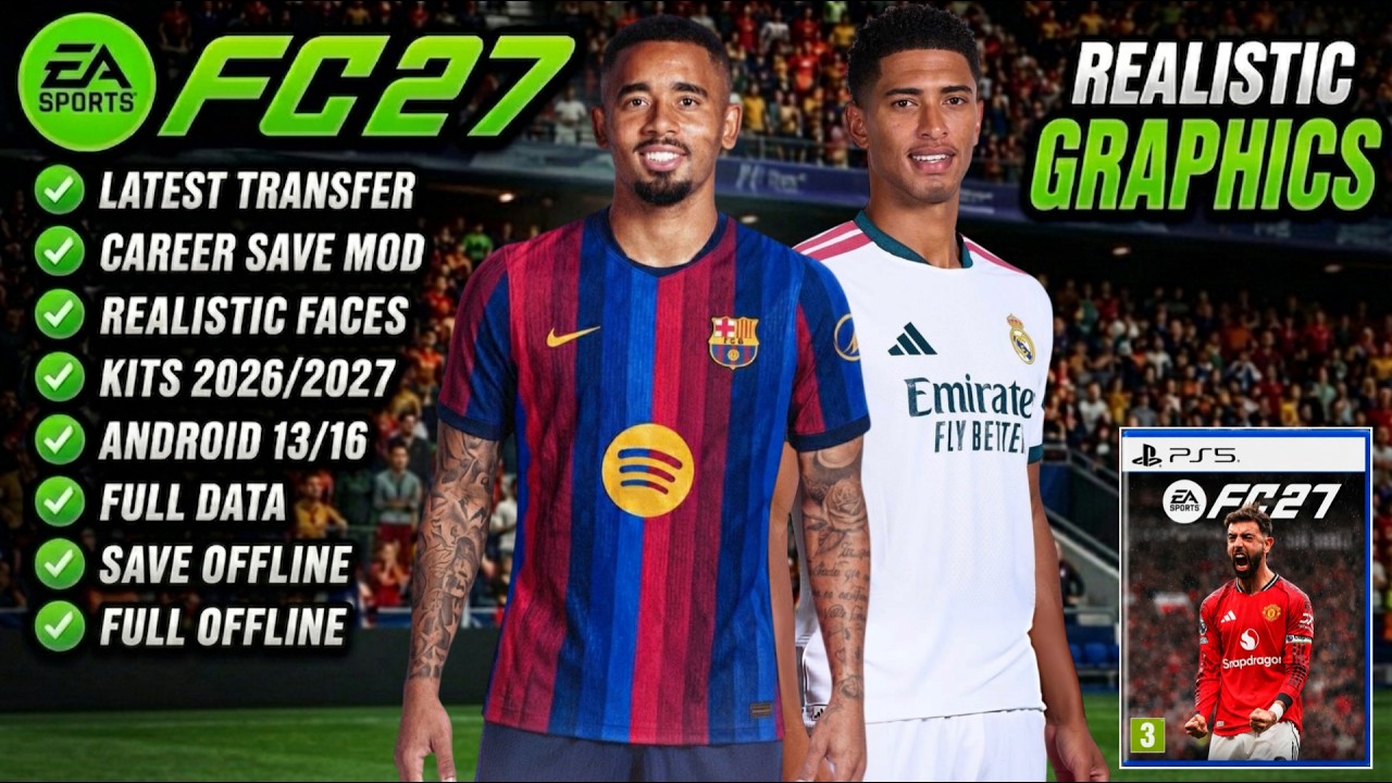 FIFA 16 MOBILE MOD FC 27 ANDROID ОФФЛАЙН РЕЖИМ КАРЬЕРЫ ОБНОВЛЕНИЕ ФОРМ 26/27 РЕАЛИСТИЧНЫЕ ЛИЦА АК...