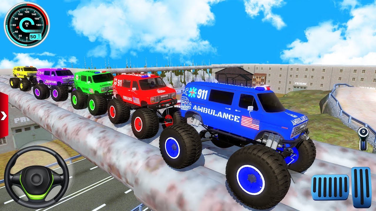 Juegos De Carros-US Ambulance Adventure Off-Road Driver-Car Multiplayer 60fps Gameplay.
