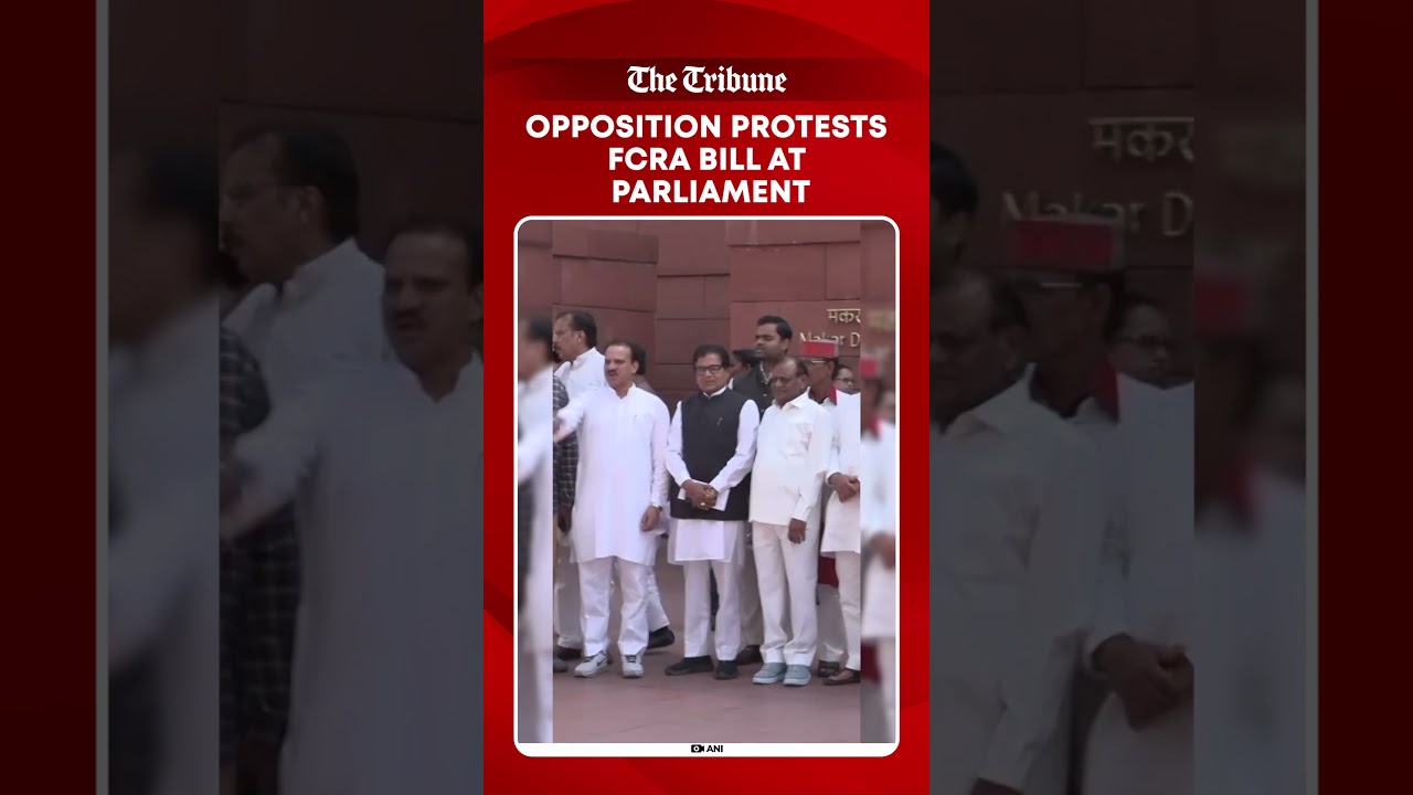 Opposition MPs protest at Makar Dwar, demand withdrawal of FCRA Amendment Bill in Parliament