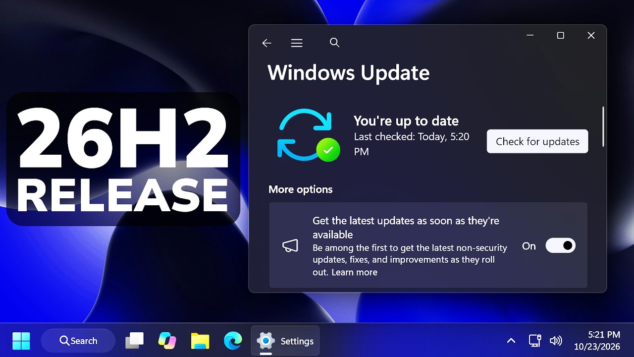 Windows 11 26H2 официально выпущен для всех (обновитесь сегодня)