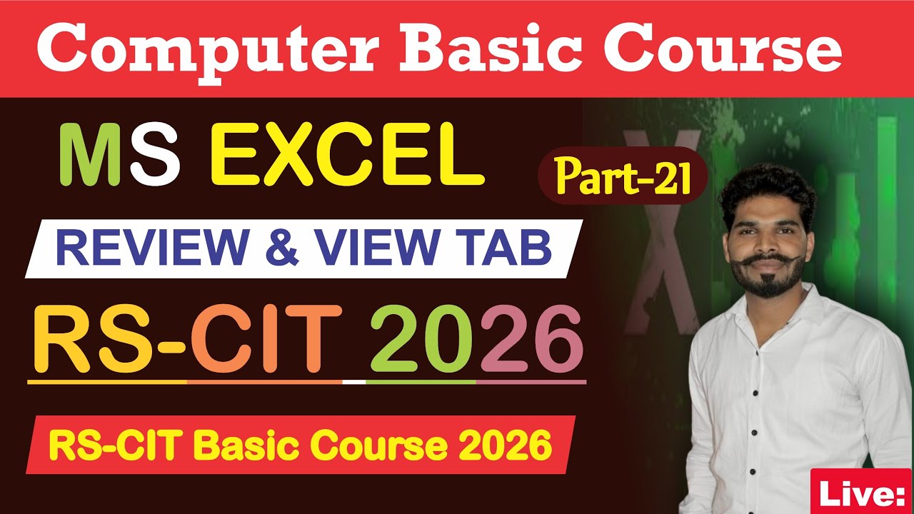 RS-CIT Exam 2026 | Part-21 | MS Excel Data Tab | RS-CIT Basic Computer