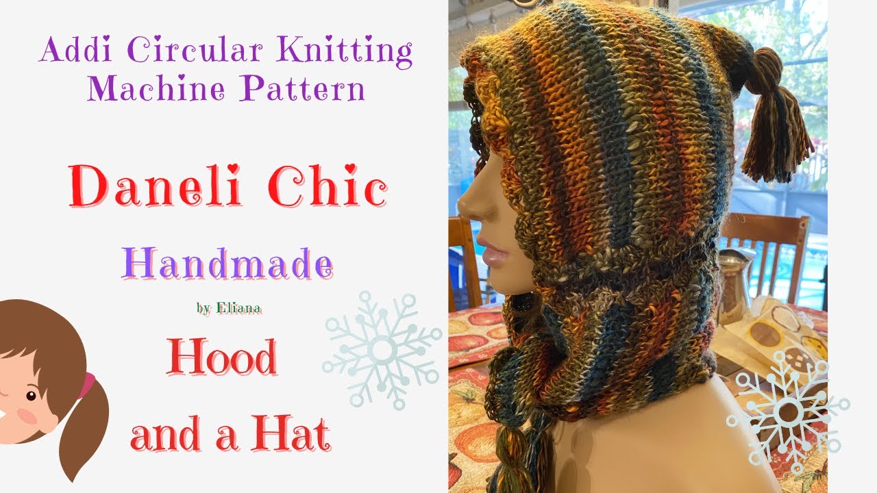 Addi Knitting Machine Tassel Hood, Hat, FREE Pattern, DIY Crochet