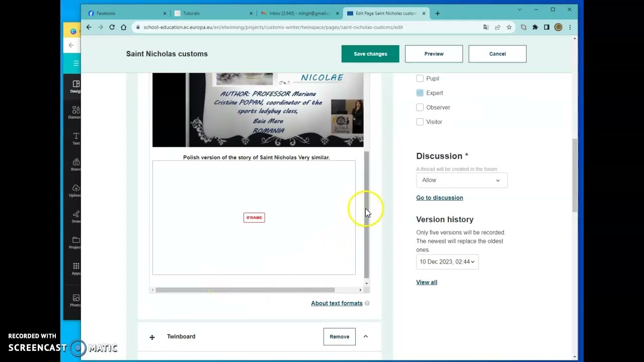 Inserting Canva in twinspace page